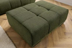 Moderner Hocker ELEGANCIA 110cm grün Cord mit Ziersteppung