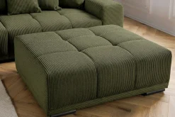 Moderner Hocker ELEGANCIA 110cm grün Cord mit Ziersteppung