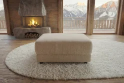 Moderner Hocker LOFT 75cm champagner beige Chenille Nosagfederung Taschenfederkern