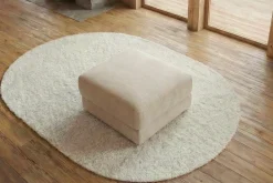 Moderner Hocker LOFT 75cm champagner beige Chenille Nosagfederung Taschenfederkern