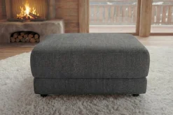Moderner Hocker LOFT 75cm grau Vogue Velours Samt Nosagfederung Taschenfederkern