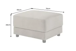 Moderner Hocker LOFT 75cm taupe Vogue Velours Samt Nosagfederung Taschenfederkern