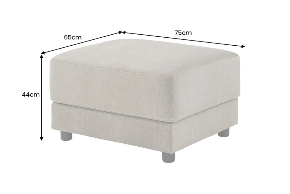 Moderner Hocker LOFT 75cm taupe Vogue Velours Samt Nosagfederung Taschenfederkern