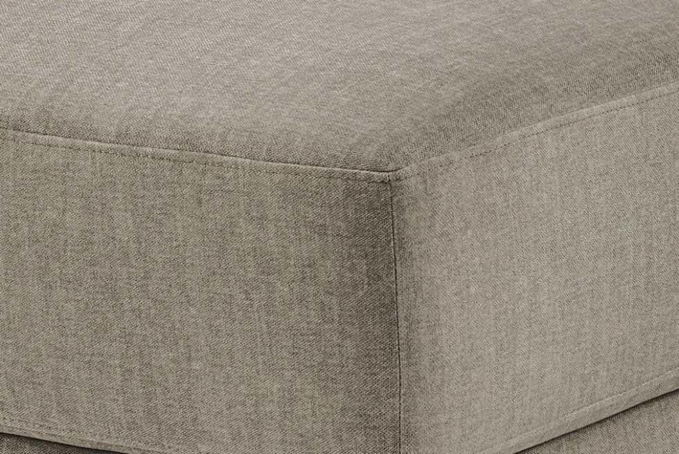 Moderner Hocker LOFT 75cm taupe Vogue Velours Samt Nosagfederung Taschenfederkern