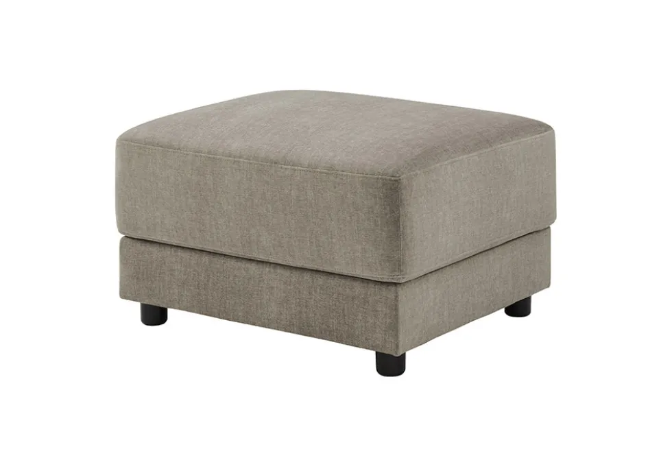 Moderner Hocker LOFT 75cm taupe Vogue Velours Samt Nosagfederung Taschenfederkern