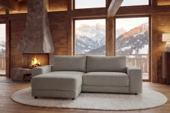 Moderner Hocker LOFT 75cm taupe Vogue Velours Samt Nosagfederung Taschenfederkern