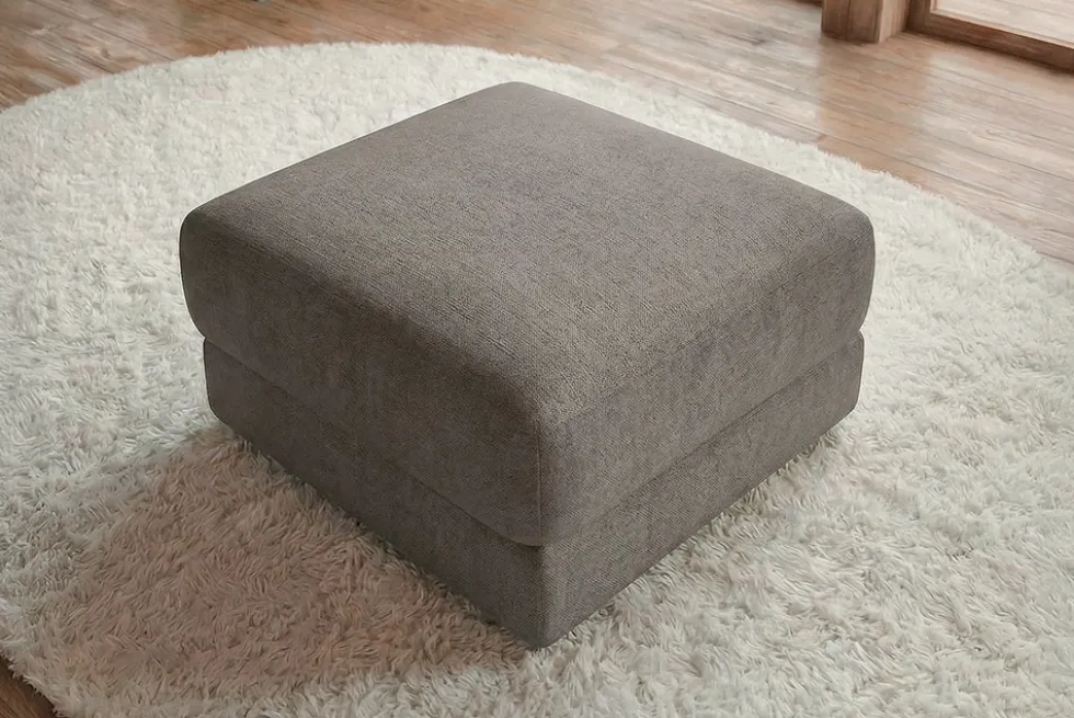 Moderner Hocker LOFT 75cm taupe Vogue Velours Samt Nosagfederung Taschenfederkern