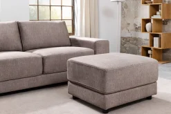 Moderner Hocker LOFT 75cm taupe Vogue Velours Samt Nosagfederung Taschenfederkern