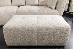 Moderner Hocker ROYAL 120cm champagner beige Bouclé Federkern Sitzhocker
