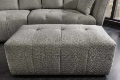 Moderner Hocker ROYAL 120cm grau Bouclé Federkern Sitzhocker Fußhocker