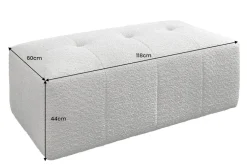 Moderner Hocker ROYAL 120cm grau Bouclé Federkern Sitzhocker Fußhocker