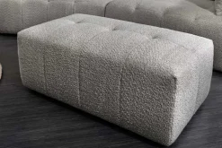 Moderner Hocker ROYAL 120cm grau Bouclé Federkern Sitzhocker Fußhocker