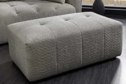 Moderner Hocker ROYAL 120cm grau Bouclé Federkern Sitzhocker Fußhocker