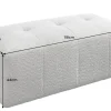 Moderner Hocker ROYAL 120cm grau Veloursstoff Federkern Sitzhocker