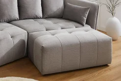 Moderner Hocker ROYAL 120cm grau Veloursstoff Federkern Sitzhocker