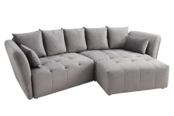 Moderner Hocker ROYAL 120cm grau Veloursstoff Federkern Sitzhocker