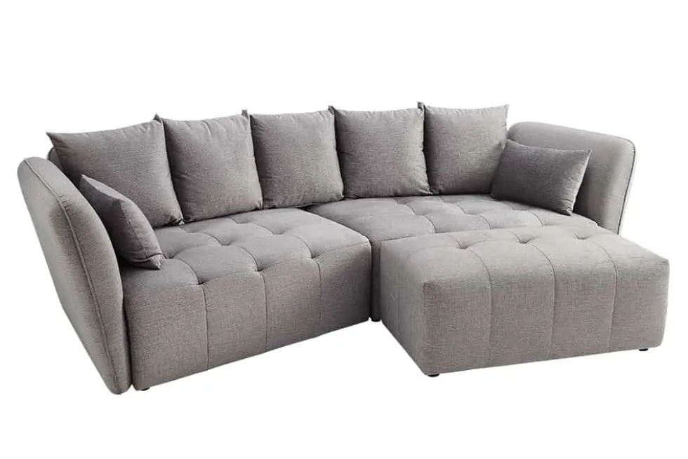 Moderner Hocker ROYAL 120cm grau Veloursstoff Federkern Sitzhocker