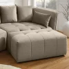 Moderner Hocker ROYAL 120cm greige Veloursstoff Federkern Sitzhocker