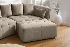 Moderner Hocker ROYAL 120cm greige Veloursstoff Federkern Sitzhocker