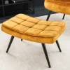 Moderner Hocker SCANDINAVIA senfgelb Samt schwarze Metallbeine Fußhocker