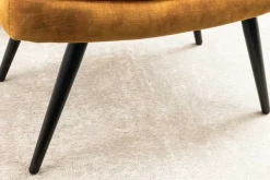 Moderner Hocker SCANDINAVIA senfgelb Samt schwarze Metallbeine Fußhocker