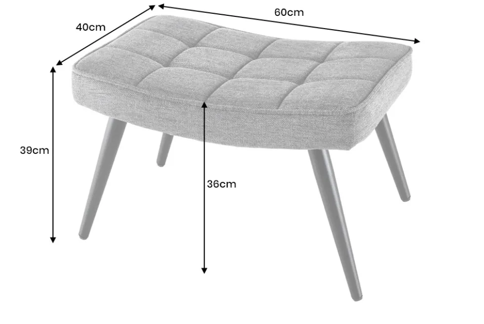 Moderner Hocker SCANDINAVIA blau Strukturstoff Metallbeine Fußhocker