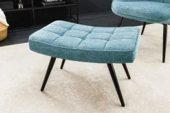 Moderner Hocker SCANDINAVIA blau Strukturstoff Metallbeine Fußhocker