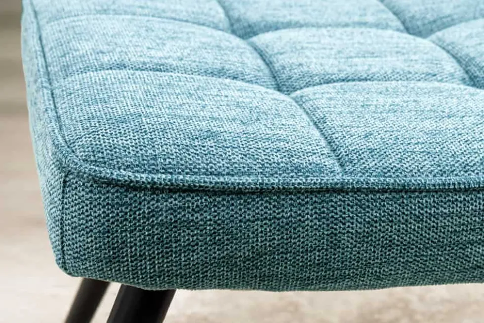 Moderner Hocker SCANDINAVIA blau Strukturstoff Metallbeine Fußhocker