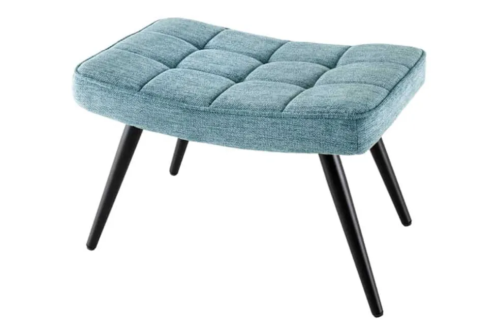 Moderner Hocker SCANDINAVIA blau Strukturstoff Metallbeine Fußhocker