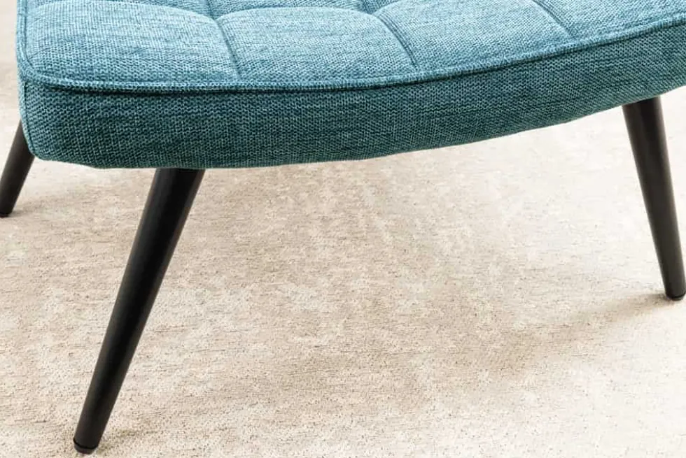 Moderner Hocker SCANDINAVIA blau Strukturstoff Metallbeine Fußhocker