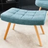 Moderner Hocker SCANDINAVIA blau Strukturstoff Massivholz-Beine Fußhocker
