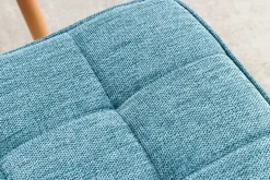 Moderner Hocker SCANDINAVIA blau Strukturstoff Massivholz-Beine Fußhocker