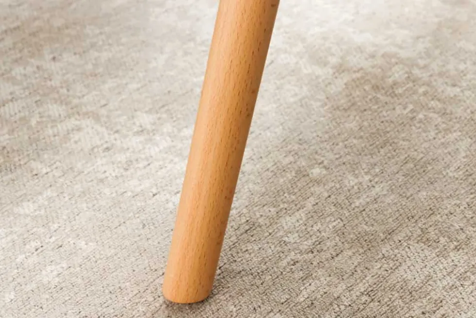 Moderner Hocker SCANDINAVIA blau Strukturstoff Massivholz-Beine Fußhocker