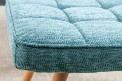 Moderner Hocker SCANDINAVIA blau Strukturstoff Massivholz-Beine Fußhocker