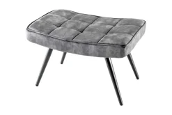 Moderner Hocker SCANDINAVIA grau Samt schwarze Metallbeine Fußhocker