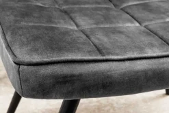 Moderner Hocker SCANDINAVIA grau Samt schwarze Metallbeine Fußhocker