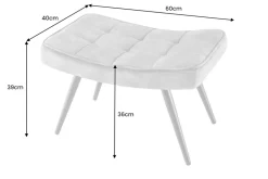 Moderner Hocker SCANDINAVIA champagner greige Bouclé schwarze Metallbeine Fußhocker