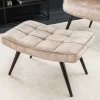 Moderner Hocker SCANDINAVIA champagner beige Samt schwarze Metallbeine Fußhocker