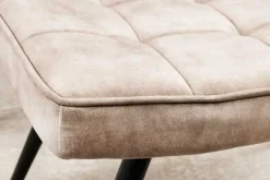 Moderner Hocker SCANDINAVIA champagner beige Samt schwarze Metallbeine Fußhocker