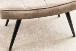 Moderner Hocker SCANDINAVIA champagner beige Samt schwarze Metallbeine Fußhocker