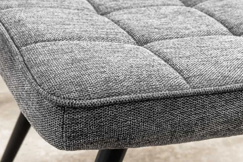 Moderner Hocker SCANDINAVIA grau Strukturstoff Metallbeine Fußhocker