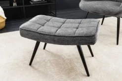 Moderner Hocker SCANDINAVIA grau Strukturstoff Metallbeine Fußhocker