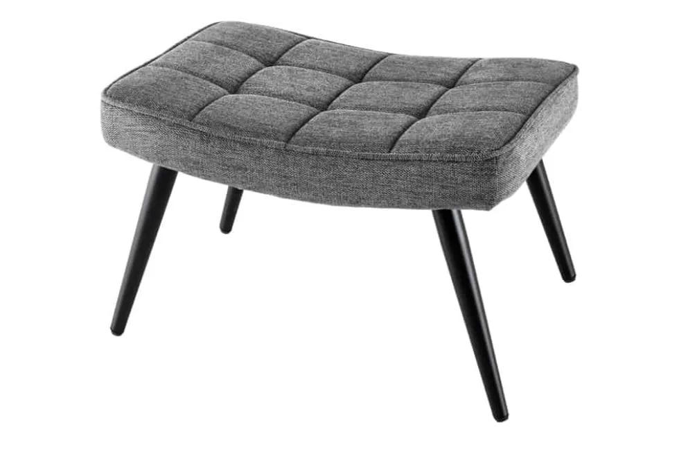 Moderner Hocker SCANDINAVIA grau Strukturstoff Metallbeine Fußhocker