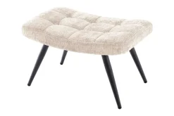 Moderner Hocker SCANDINAVIA champagner Chenille Cremona Metallbeine Fußhocker