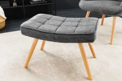 Moderner Hocker SCANDINAVIA grau Strukturstoff Massivholz-Beine Fußhocker
