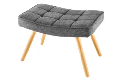 Moderner Hocker SCANDINAVIA grau Strukturstoff Massivholz-Beine Fußhocker