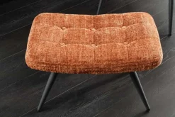 Moderner Hocker SCANDINAVIA rost braun Chenille Cremona Metallbeine Fußhocker