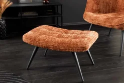 Moderner Hocker SCANDINAVIA rost braun Chenille Cremona Metallbeine Fußhocker