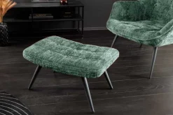 Moderner Hocker SCANDINAVIA grün Chenille Cremona Metallbeine Fußhocker