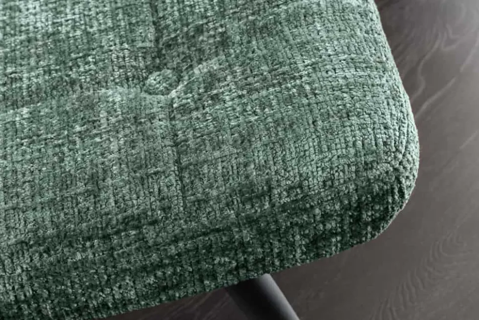 Moderner Hocker SCANDINAVIA grün Chenille Cremona Metallbeine Fußhocker
